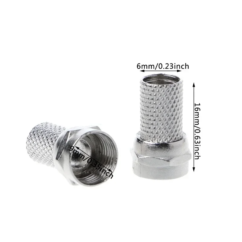 10 Uds 75-5 F conector tipo tornillo para antena de TV satélite RG6 Cable coaxial protección giratoria