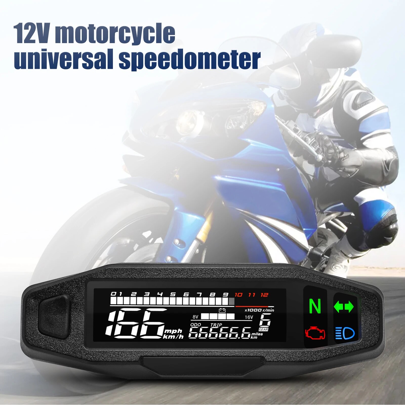 Velocímetro Universal AD para Moto: Tacómetro Digital LED y LCD - imagen 5