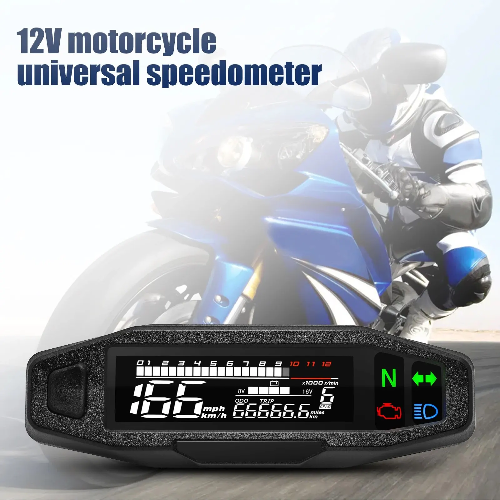 Velocímetro Universal AD para motocicleta, medidor de velocidad Digital, tacómetro LED, Panel de instrumentos, pantalla LCD, soporte Y - imagen 4