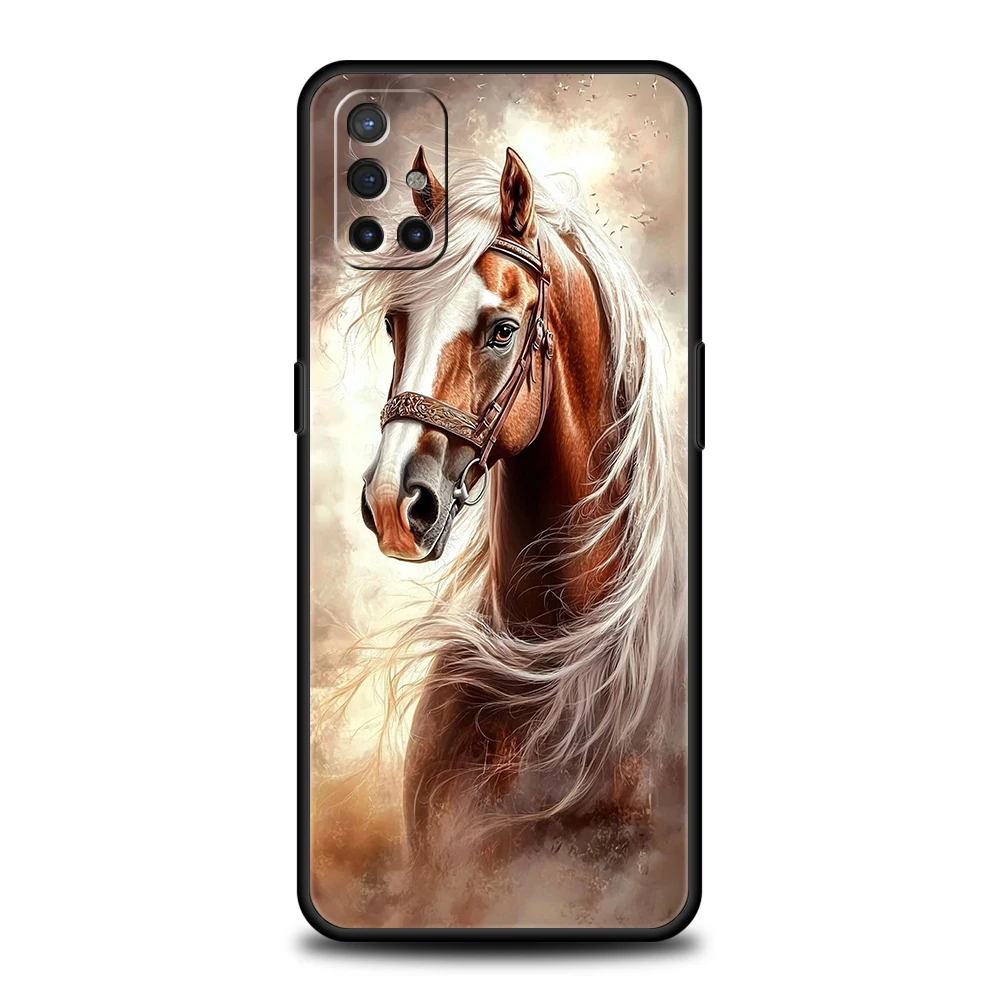 Funda de teléfono para OnePlus 13 12 11 10 9 Pro 9T 13R 12R 10R 9RT 10T 8T 8 Nord 2T CE 2 3 5G N30 cubierta negro blanco caballos galopando - imagen 4
