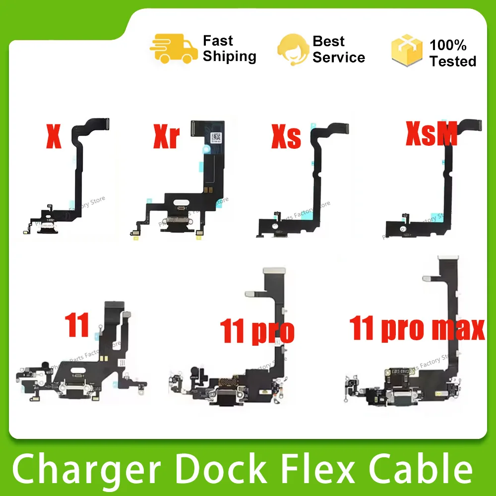 Nuevo Cable flexible de base de carga para iPhone X XR XS 11 Pro Max, módulo de puerto de carga con micrófono, conector de base USB, puerto de cargador