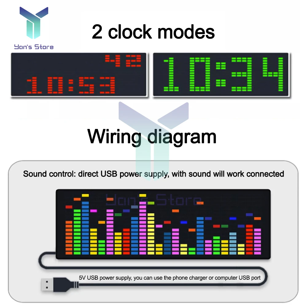 Lámpara LED de escritorio multifuncional para Audio del hogar, 1624 secciones, pantalla de nivel de espectro de música, lámpara rítmica con Control de voz para sonido de coche - imagen 2