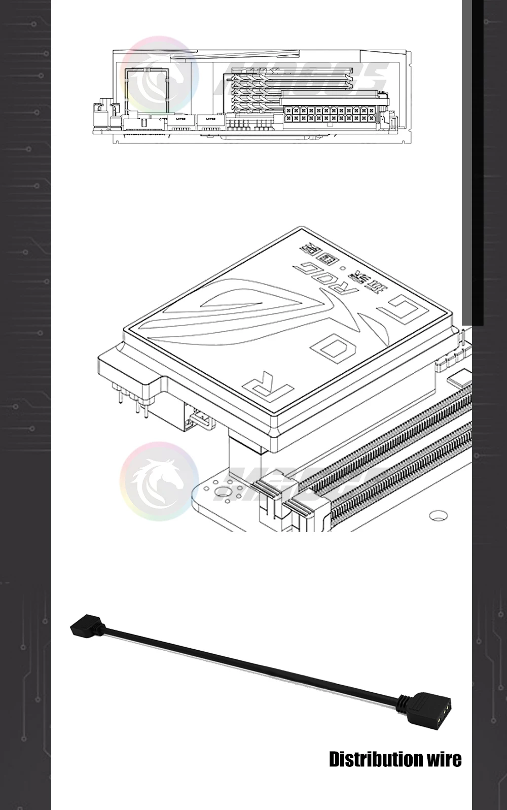 Un diagrama de una computadora con cable de distribución