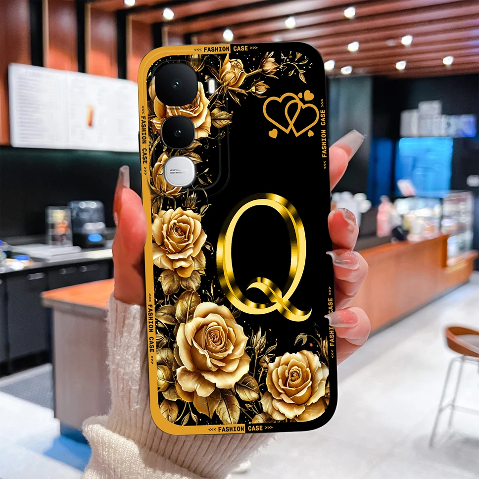 Para Vivo Y400 Y400 Pro 5G Funda de teléfono elegante letras rosas Funda de silicona líquida suave para Vivo Y 400 carcasa duradera de alta calidad - imagen 3
