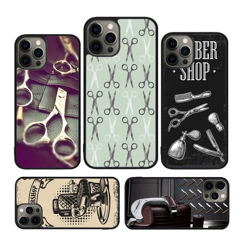 Funda de teléfono para iPhone 17 Air 16 Coque 15 14 12 13 PLUS 11 PRO MAX, tijeras de peluquero