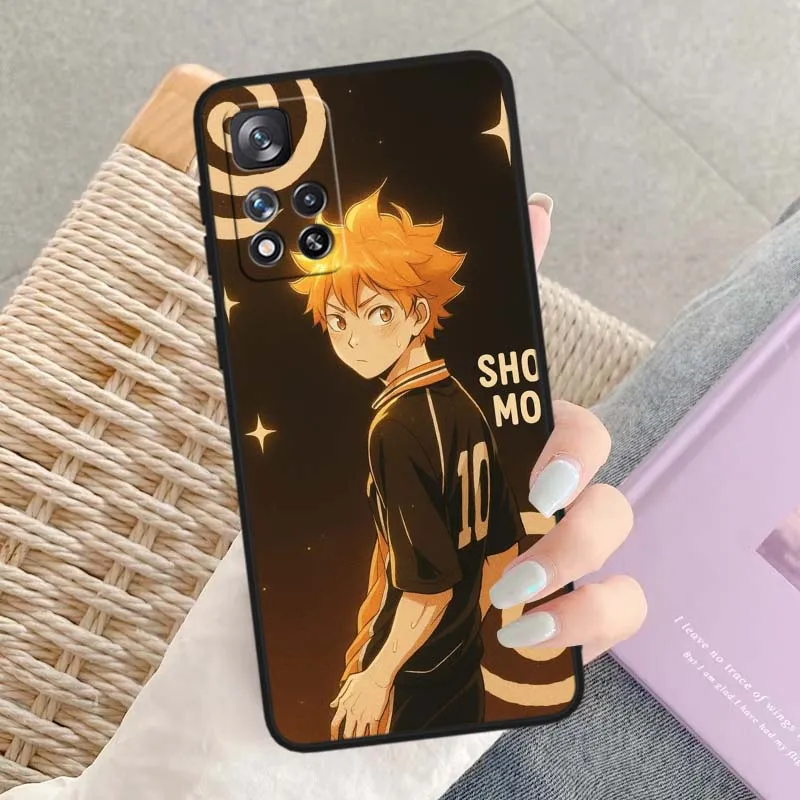 Shoyo Hinata Anime para Xiaomi Redmi Note 11T 11 11S 11SE 10 10T 10S 9S 9 9T 8T 8 Lite Pro Plus Max funda de teléfono negra - imagen 5