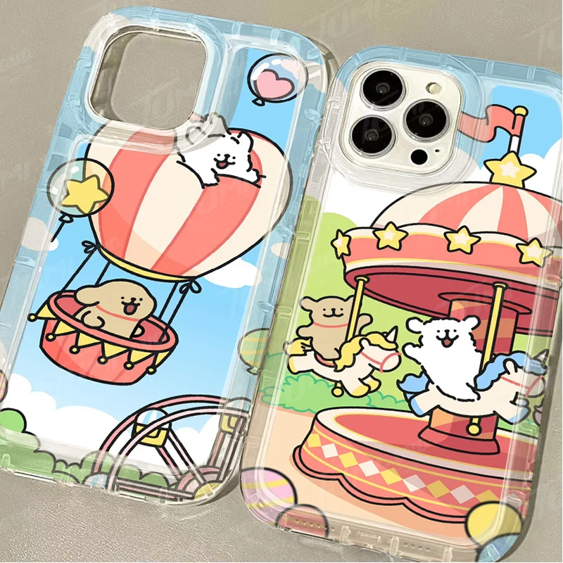 Funda de teléfono con dibujos de cachorros para iPhone, carcasa transparente de silicona a prueba de golpes para modelos 15, 14, 13, 12, 11 Pro Max, XR, XS, X, 8, 7, 6, 6S Plus, SE 2020