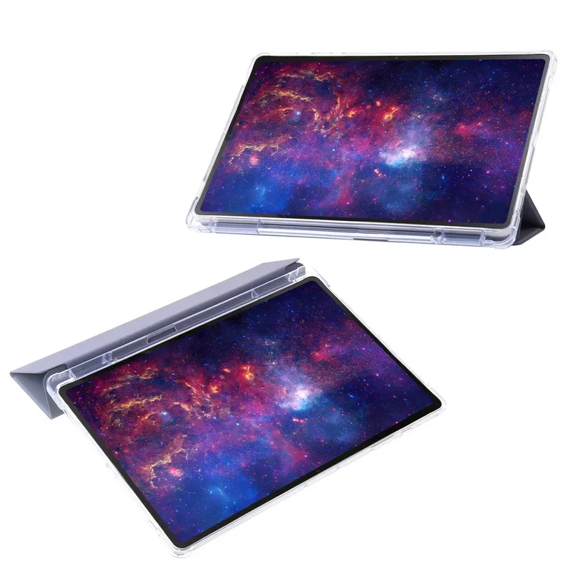 Funda para Samsung Tab S9 FE Plus con soporte para bolígrafo, carcasa inteligente magnética trasera transparente para Galaxy Tab S9 FE Plus 12,4 - imagen 4