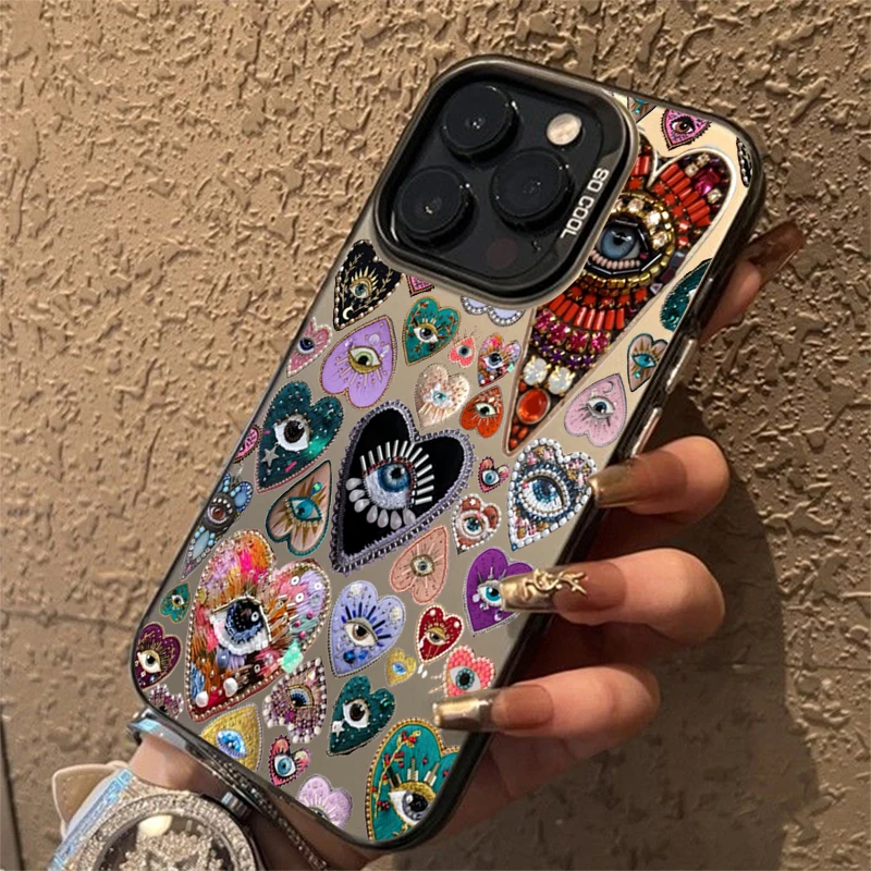 Funda de teléfono IMD con diseño de corazón brillante de mal de ojo para Xiaomi Redmi 14C 13 Redmi Note 14 13 12 11 10 Pro Plus 5G 12S - imagen 3