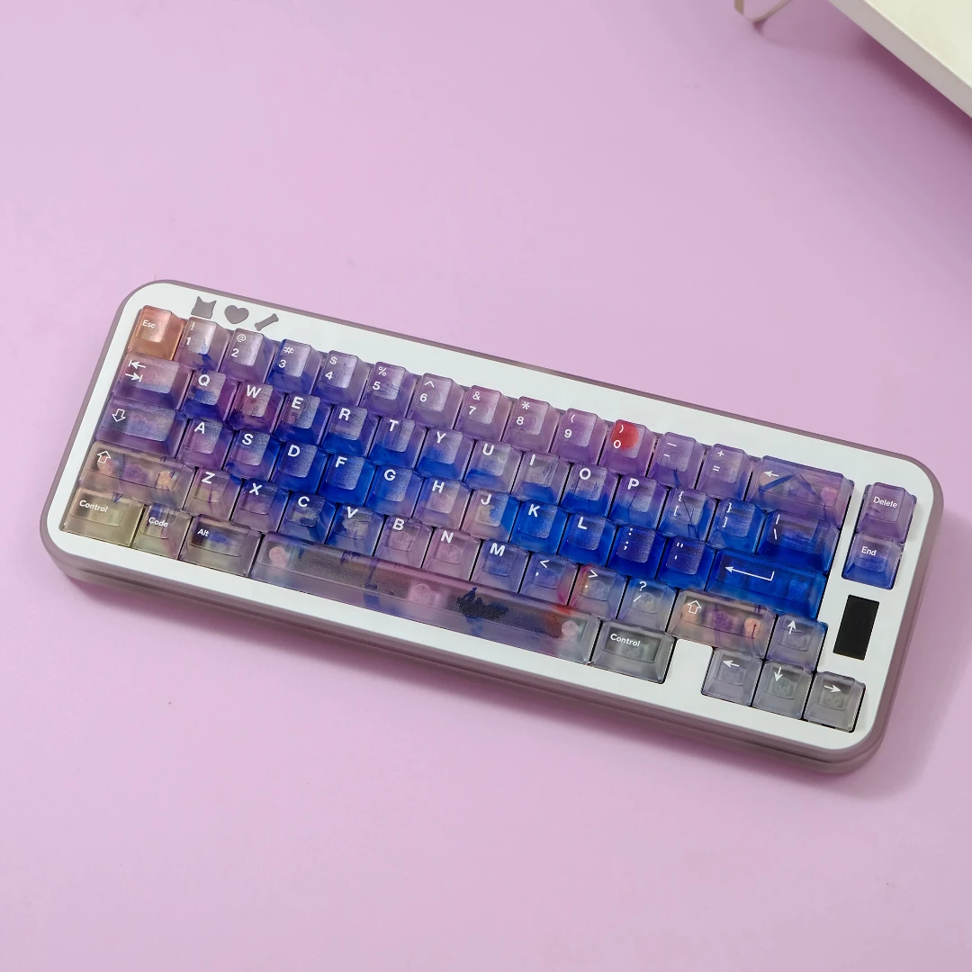 Aifei ABS antiniebla teclas translúcidas 122 teclas amanecer rosa azul cereza altura para teclado mecánico AULA F75 Mad60he Ajazz juego - imagen 2