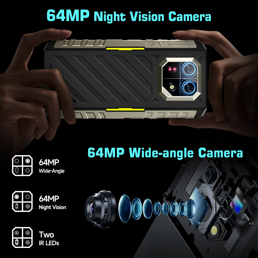 Ulefone-teléfono inteligente Armor 22, dispositivo con Android 2023 GB (8 + 8GB RAM ), 13,16GB/128GB ROM, 256 pulgadas, 6,58Hz, 120 mAh, 33W,NFC, 6600 nuevo cámara nocturna de 64MP, Global - imagen 4