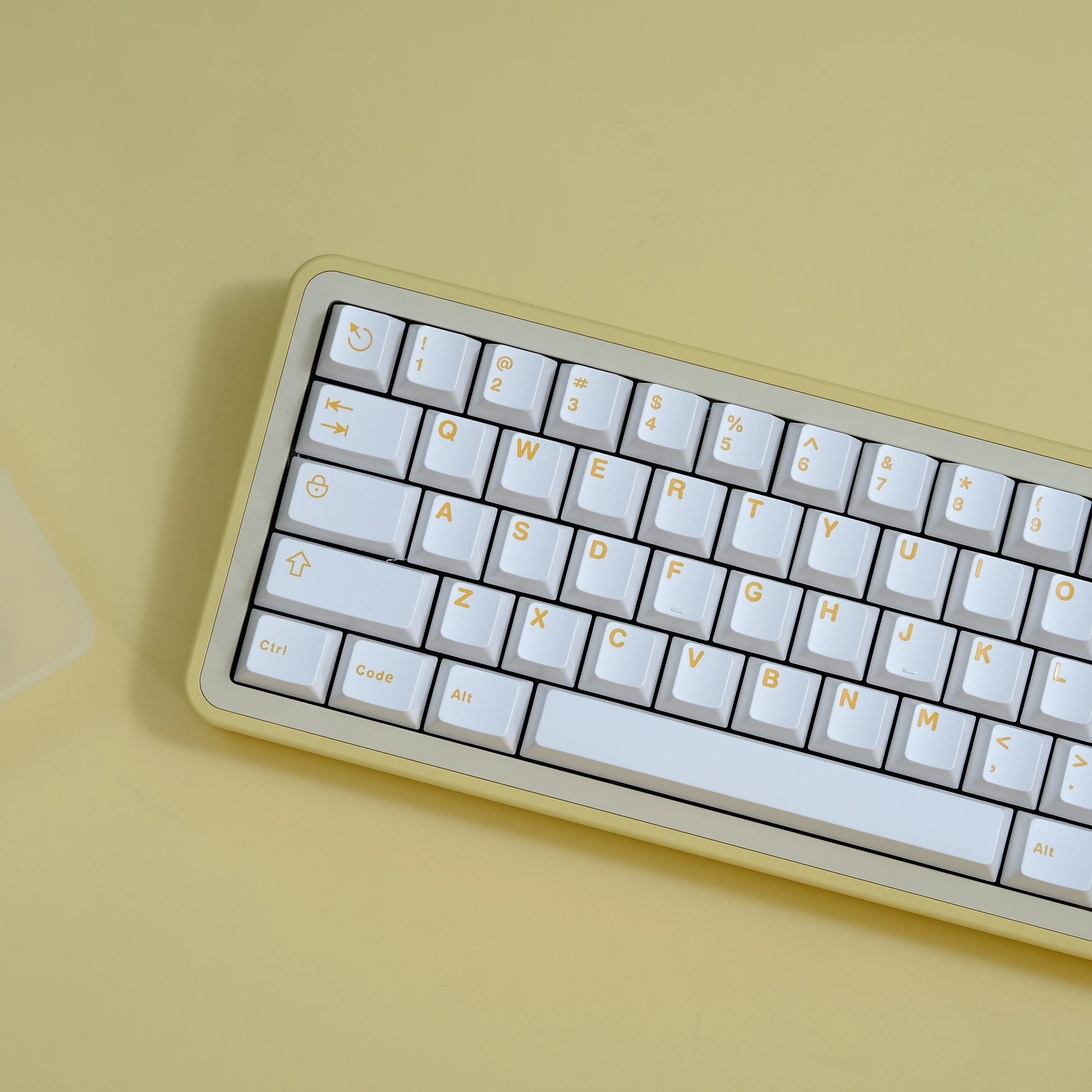 Teclas de doble disparo PBT personalizadas, color blanco y amarillo, 121 teclas, teclas de teclado con perfil Cherry para interruptores Cherry MX, Teclado mecánico - imagen 4