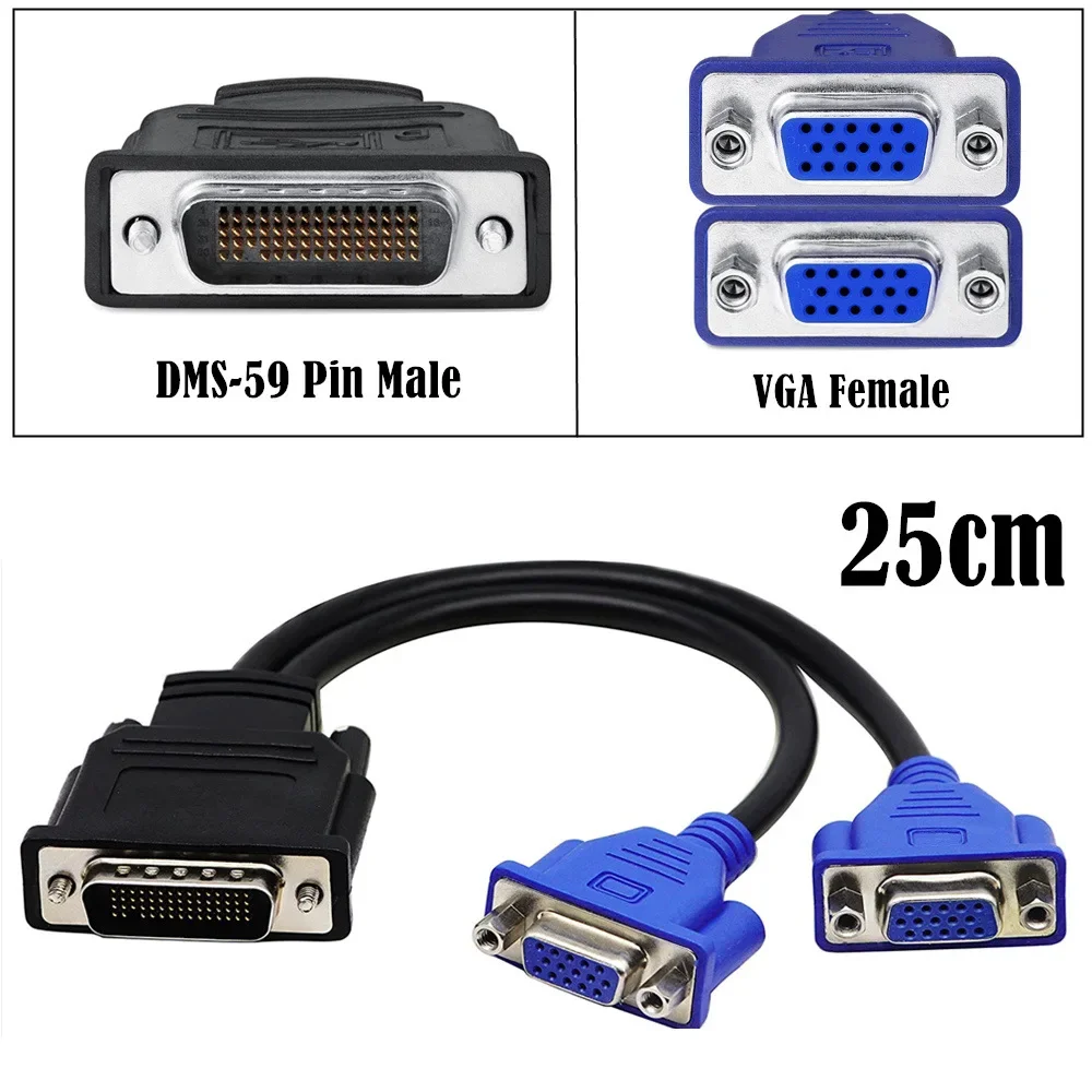 Adaptador de Cable de extensión divisor hembra Compatible con HDMI DMS 59Pin macho a 2 VGA DVI Displayport para tarjeta gráfica Monitor HDMI - imagen 2