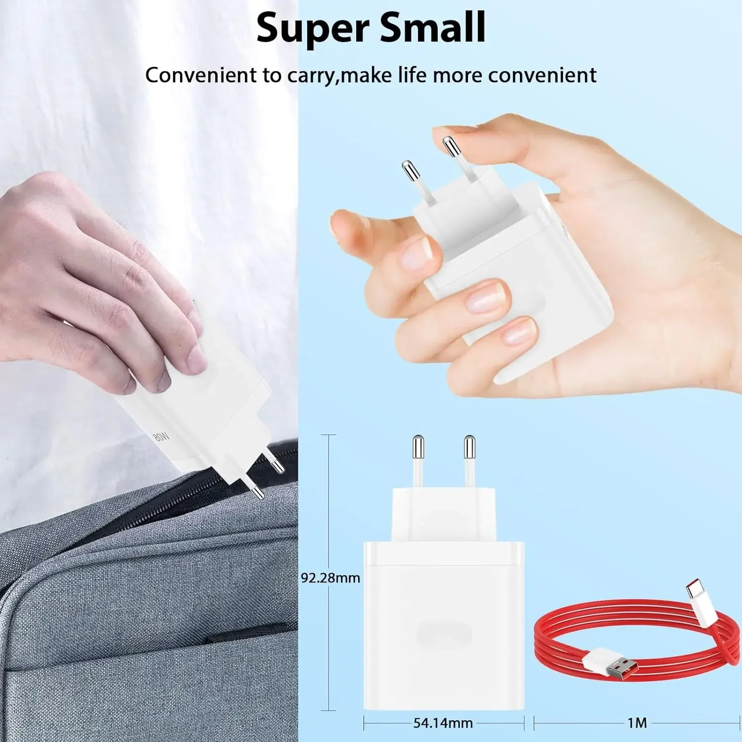 Para OnePlus 80W SuperVOOC UE cargador de pared rápido para OnePlus 10 11 12 Nord CE 2 3 Lite OPPO realme 10 GT NEO 2 3 tipo C Cable USB - imagen 2