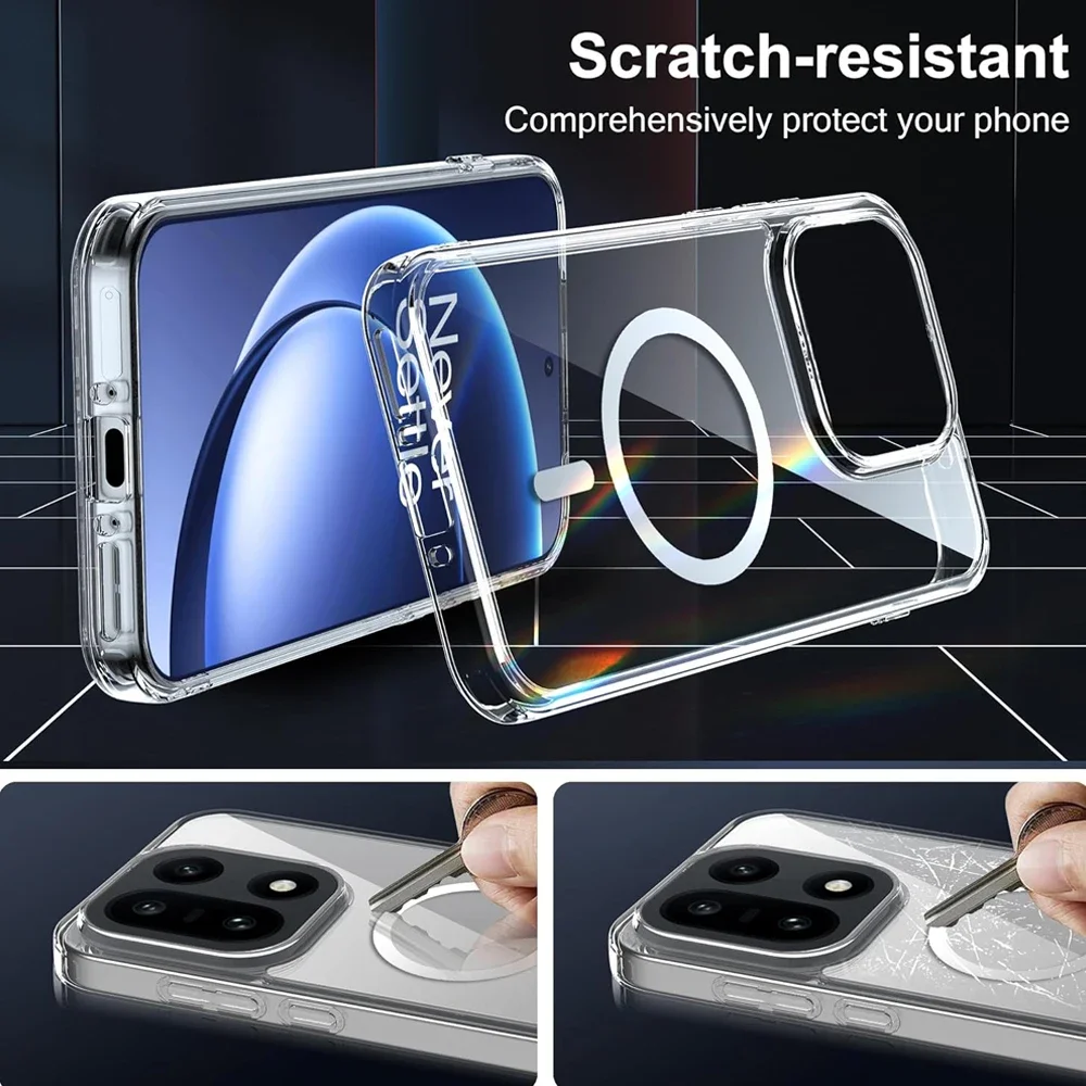 Funda magnética transparente para OnePlus 15, funda protectora delgada de cristal a prueba de golpes para teléfono OnePlus15 1 + 15 5G, carcasa suave de TPU para PC - imagen 2