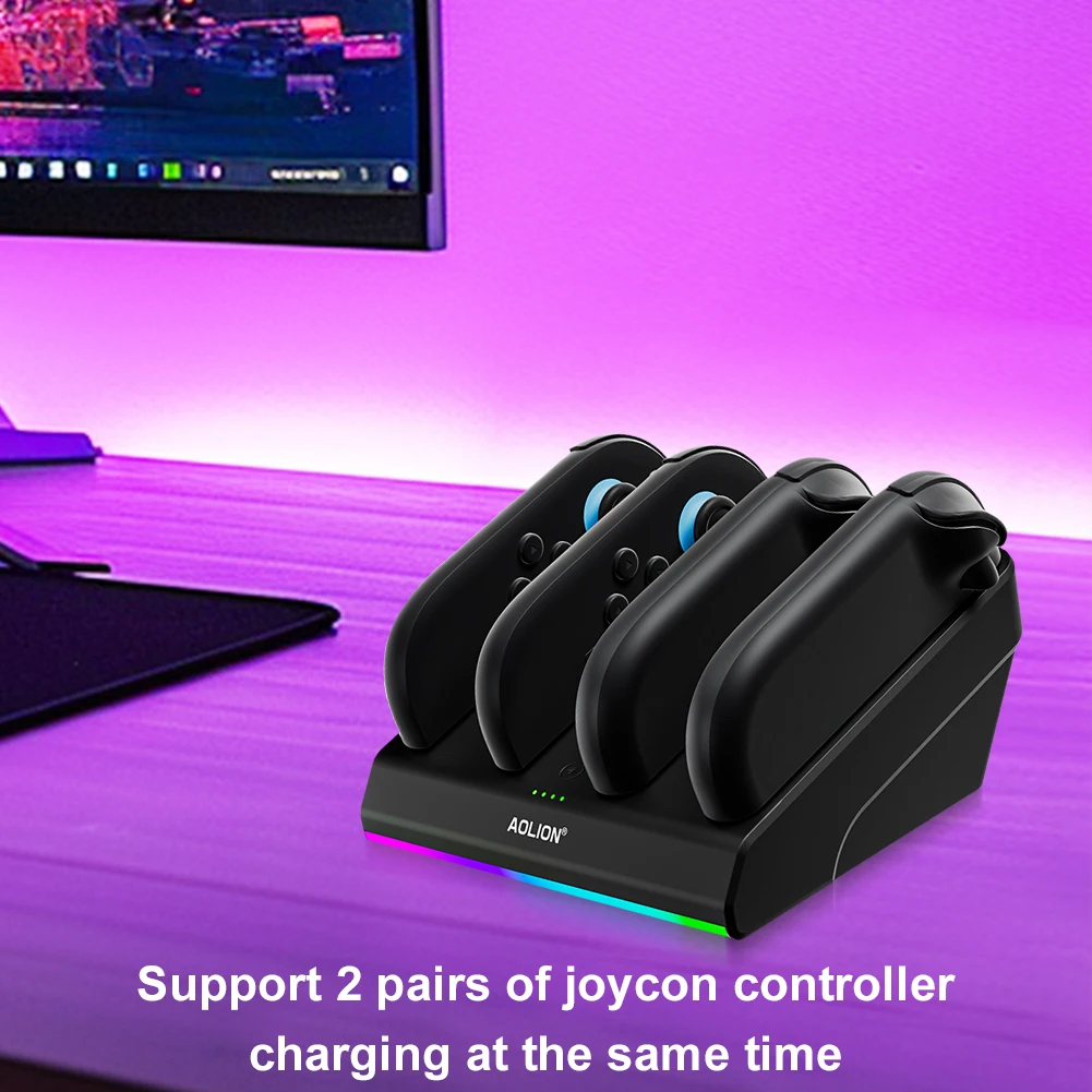 Base de carga para Switch 2, estación de carga para mando con luces RGB, estación de soporte para cargador, accesorios para Nintendo Switch 2 - imagen 3