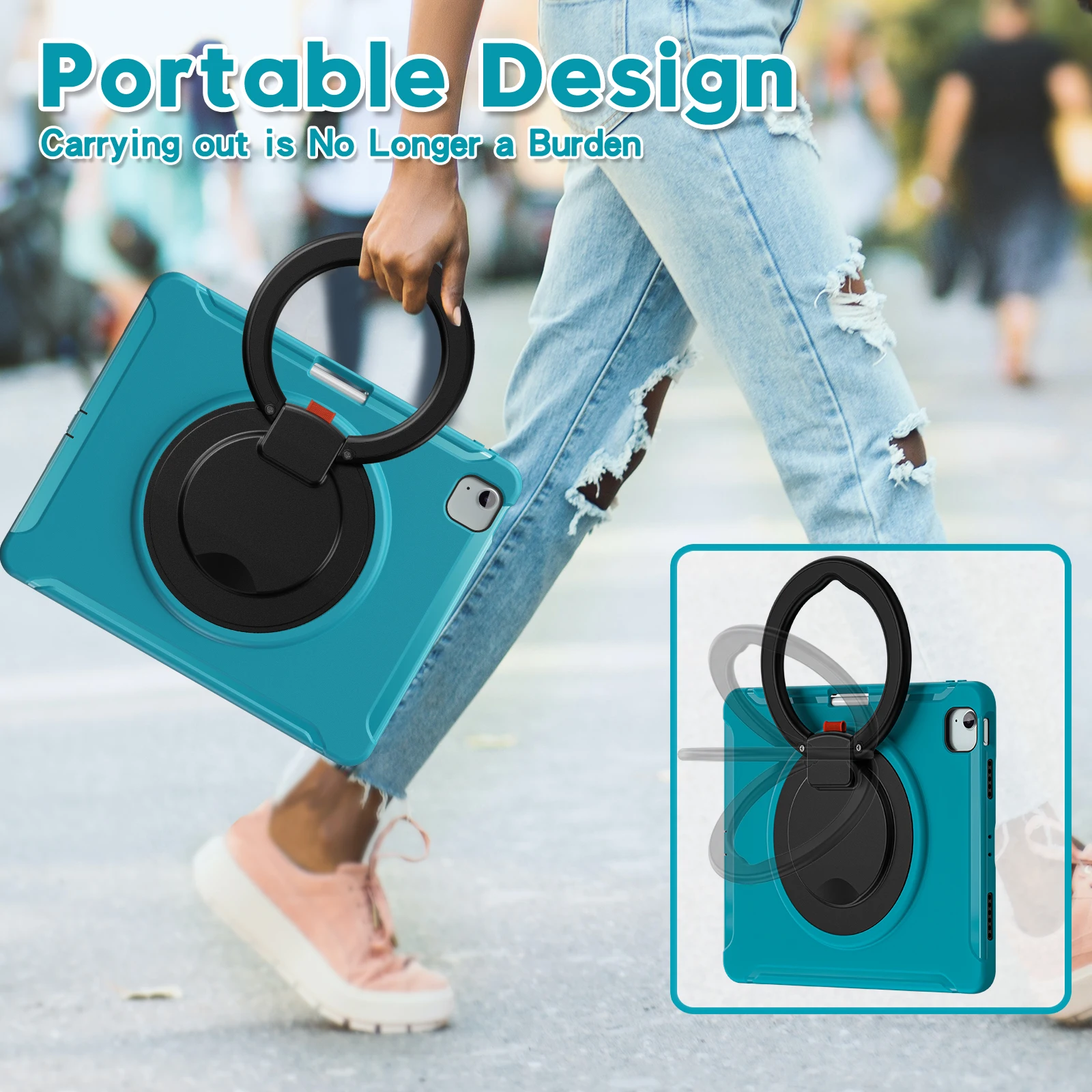 Funda para iPad Air 13 2025 M3 2024 M2 Pro 12,9 2018 2020 2021 2022 3.a 4a 5a 6a generación cubierta híbrida con mango giratorio 360 - imagen 5