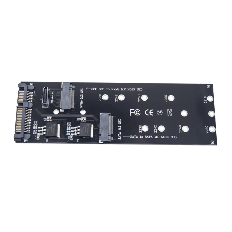 M.2 SATA B Key a SATA + M.2 NVME M Key a SFF-8611 M2 Adaptador SSD para 2230 2242 2260 2280 NGFF SSD Oculink Tarjeta de expansión Riser - imagen 2