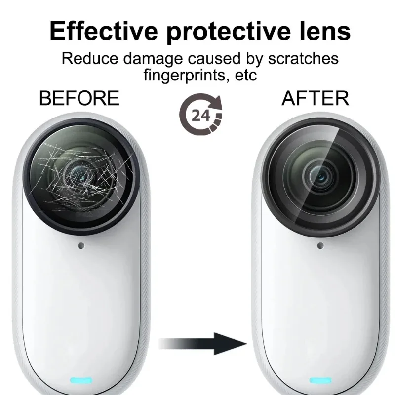 Cubiertas protectoras de lentes de cámara mejoradas para Insta360 GO 3S, películas de vidrio templado, protector de lentes de cámara, accesorios para cámaras de vídeo de acción - imagen 3