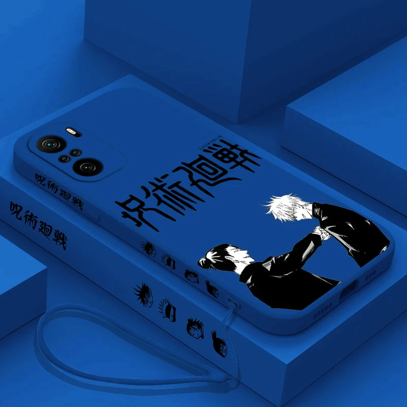 Jujutsu Kaisen Gojo Suguru para Xiaomi Redmi Note 13 12 12Pro 11 11S 11T 10S 10 Pro Plus 5G funda de teléfono con cuerda izquierda líquida - imagen 4