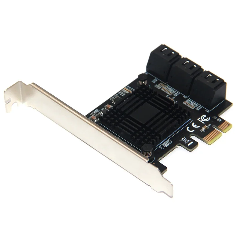 Tarjeta de expansión sin raid, adaptador SATA PCI-E de 6 puertos PCIe Gen3 X1, soporte de perfil bajo para controlador Chi a Mining de 6Gbps SATA3.0 III - imagen 4