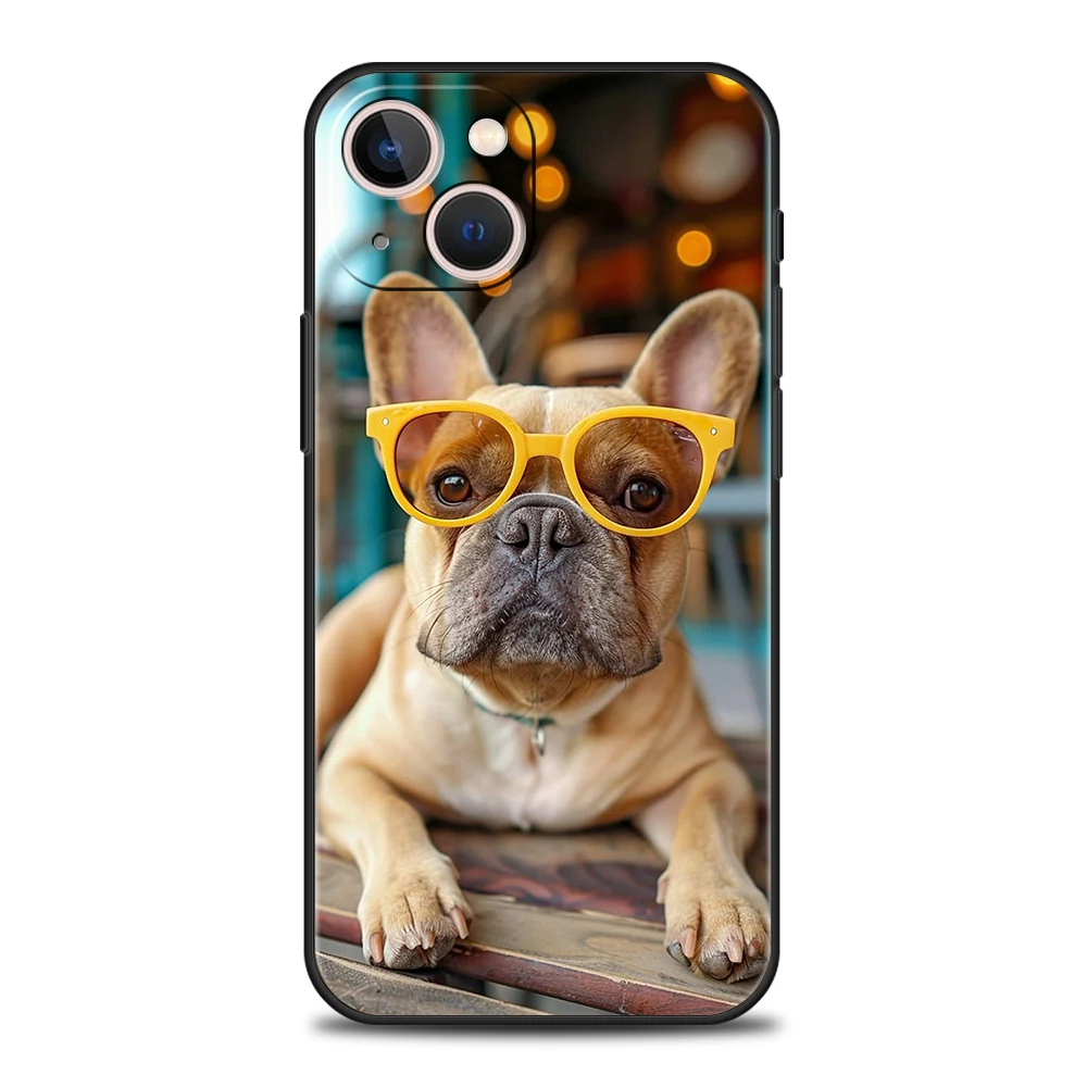 Funda de teléfono suave de TPU de lujo para iPhone 17 Air 16E 16 11 15 14 Pro MAX 12 13 7 8 Plus X XR XS SE 2022 cubierta Bulldog Francés perro mascota - imagen 2