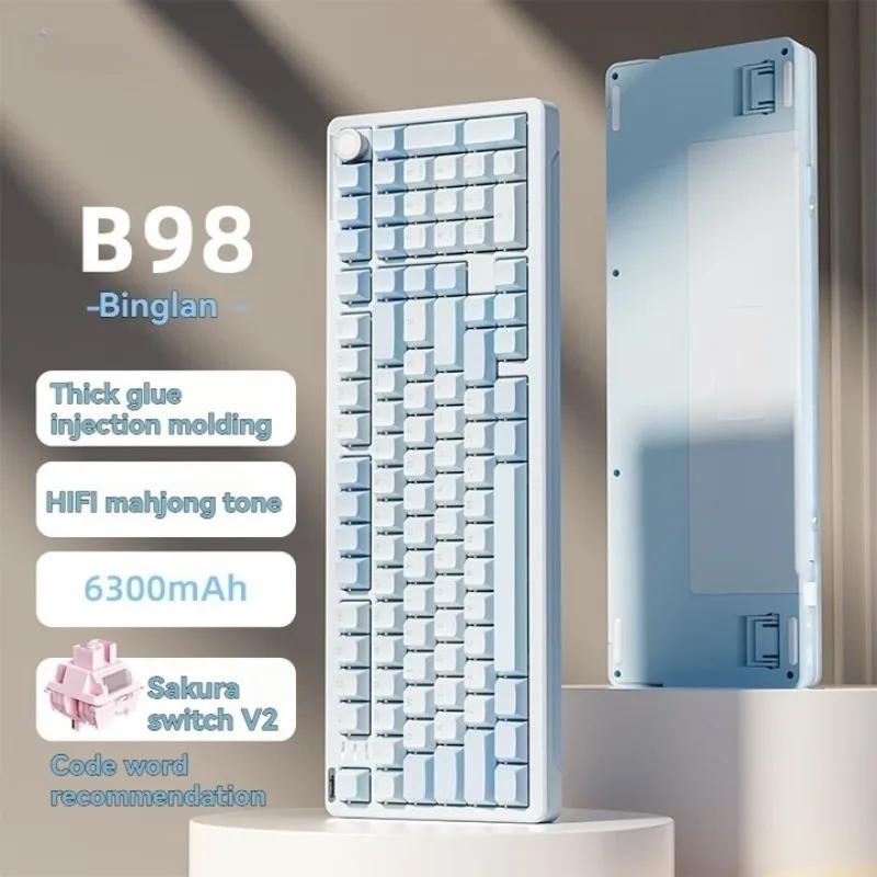 Teclado mecánico multimodo B98, teclado personalizado con Bluetooth 2,4G, inalámbrico RGB, junta de intercambio en caliente, teclados mecánicos para juegos y oficina