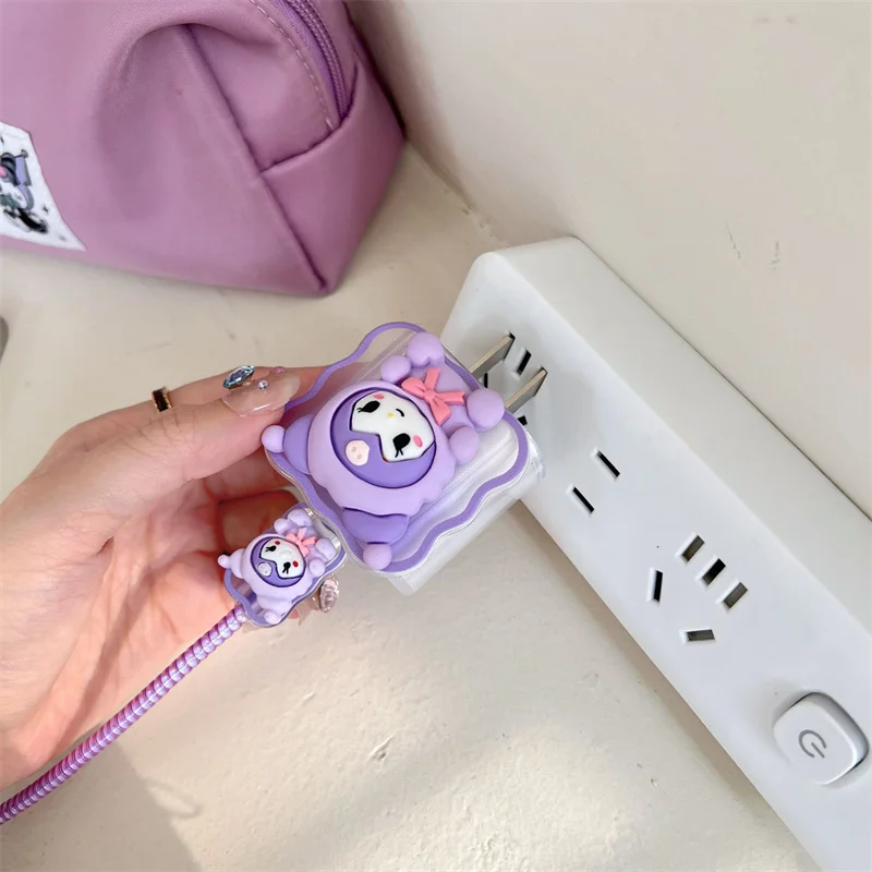 Miniso Sanrio Juego de 5 protectores de cables para iPhone/iPad 18W/20W, funda de cargador rápido, gestión de cables, organizadores de cables de teléfono - imagen 5