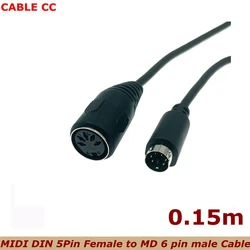 Cable Adaptador PS2 a MIDI Hembra – Macho Clavijas