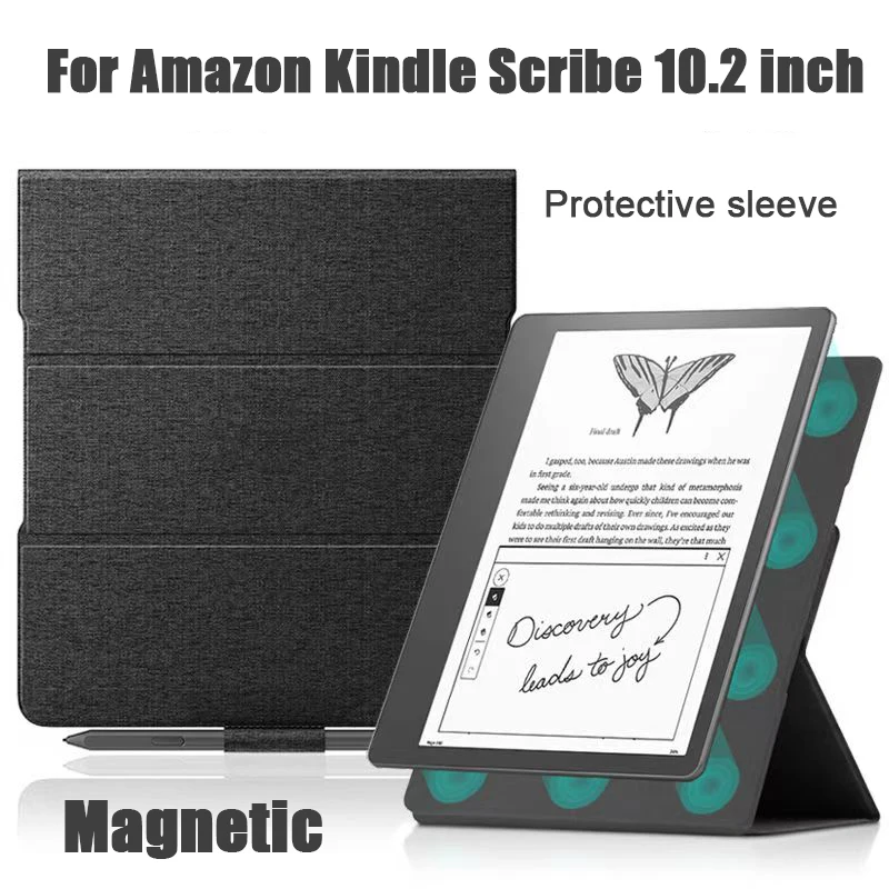 Nueva funda para tableta con succión magnética para Amazon Kindle Scribe, funda de 10,2 ", funda con soporte a prueba de golpes y portalápices