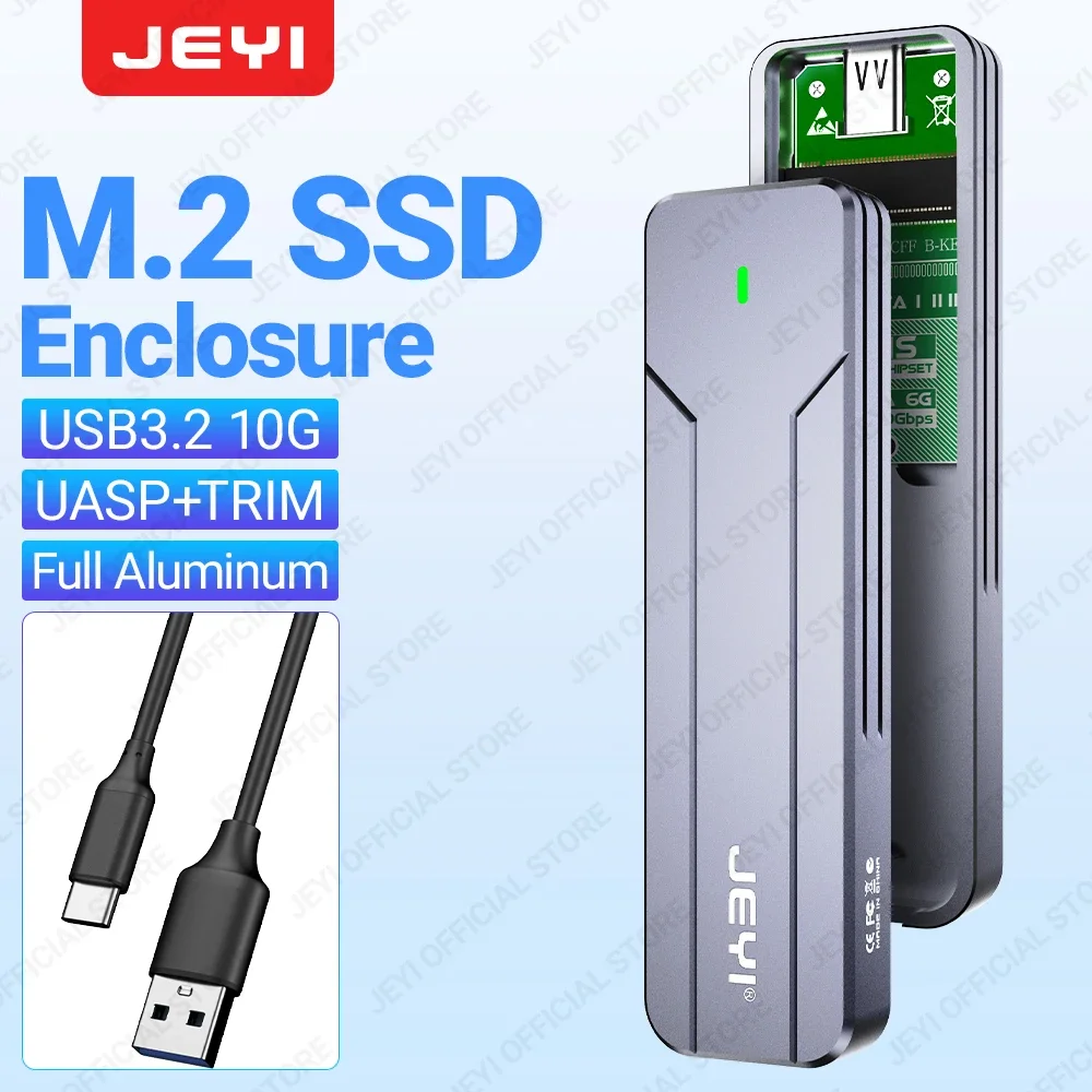 JEYI Caja SSD M.2 USB 3.2 Gen 2 – Aluminum NVMe/SATA 10Gbps