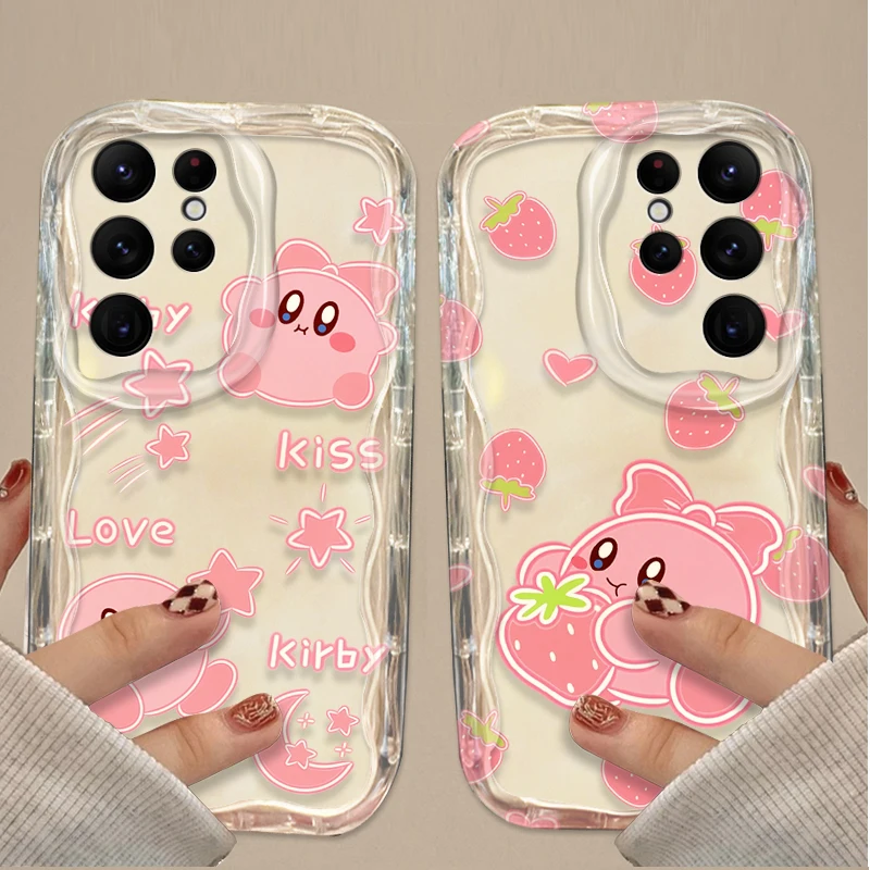 Precioso dibujo animado k-kirby 3D Wave funda para Samsung Galaxy S24 Ultra S23 S22 Plus S21 S20 FE A25 A55 A35 A15 A16 A05 A05S A06