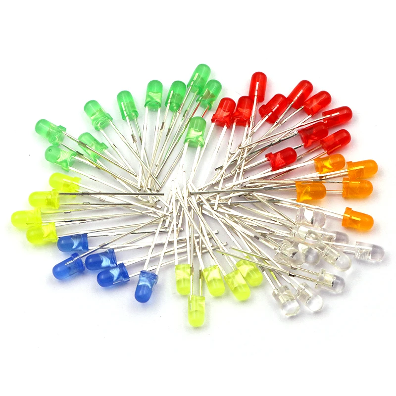 Diodo LED de 3mm y 5mm, blanco, verde, rojo, azul, amarillo, F3, F5, emisor de luz, diodos Led DIY, surtido electrónico, Kit para Arduino - imagen 2
