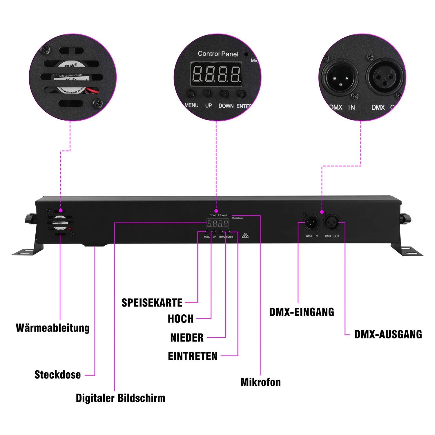 U'King-Barra de luz negra UV para escenario, iluminación con control remoto, 12LED, para baile, Bar y boda - imagen 5