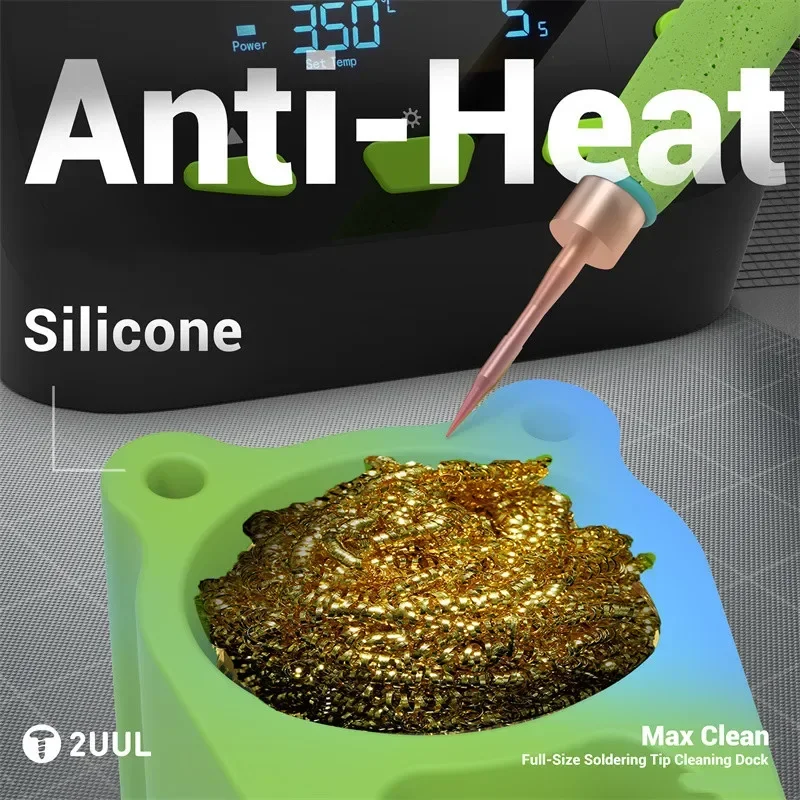 2UUL FD30 Max Clean base de limpieza de punta de soldadura de tamaño completo silicona anticalor para teléfonos móviles juego de herramientas de reparación de limpieza de punta PCB - imagen 2