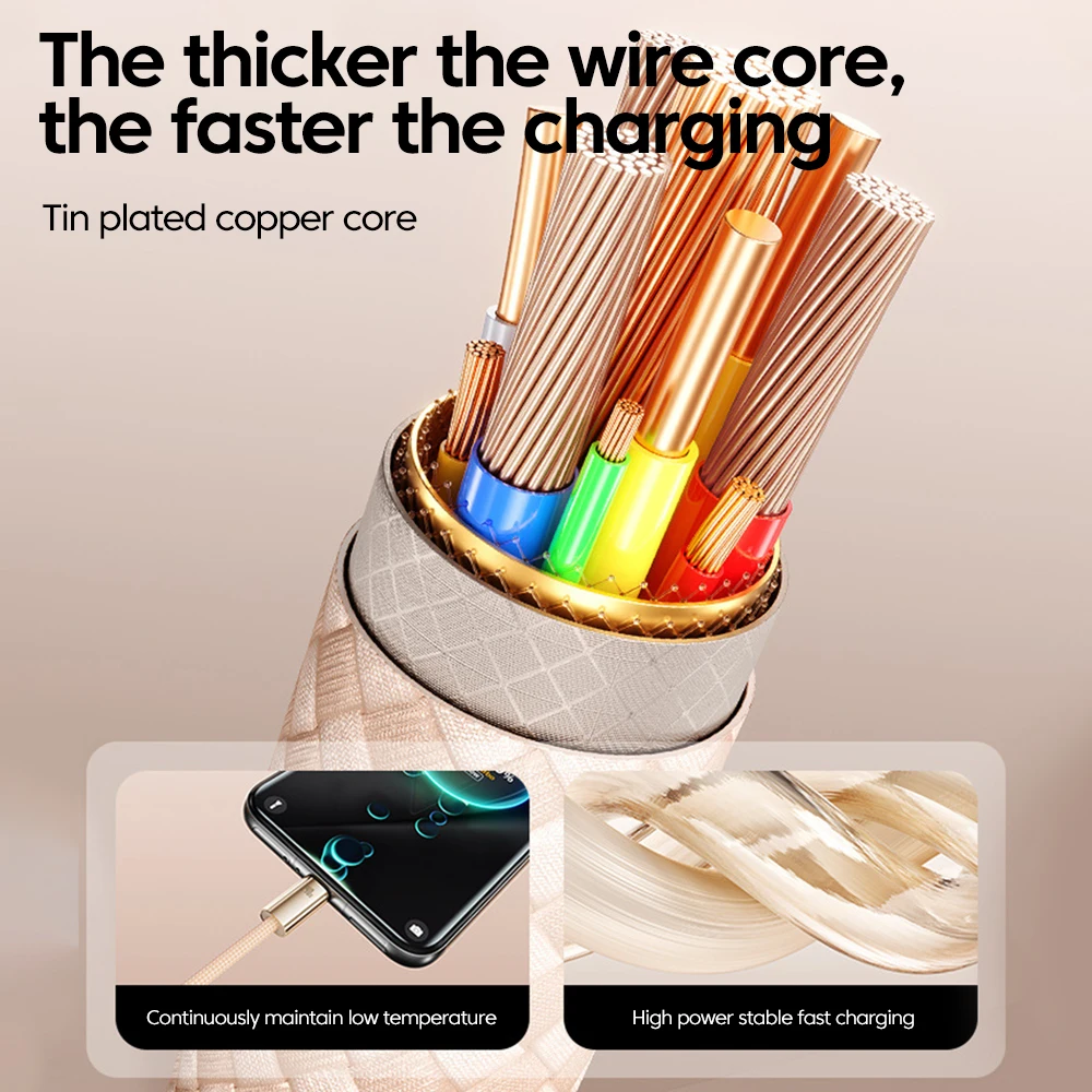 Cable Dual tipo C de 240W, Cable de carga rápida 5A tipo C a tipo C para iphone 15 16, Samsung, Huawei, Xiaomi, Cable PD de carga rápida - imagen 3