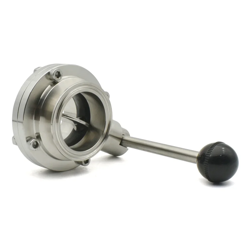 Válvula de mariposa sanitaria de acero inoxidable 3/4 "1" 1-1/2 "2" 3 "4" SS304/316L OD50.5/64/119mm válvula de mariposa de tres clips - imagen 5