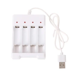 Cargador de batería recargable rápido con 4 ranuras USB de alta velocidad, protección contra cortocircuitos para estación de batería recargable AAA y AA