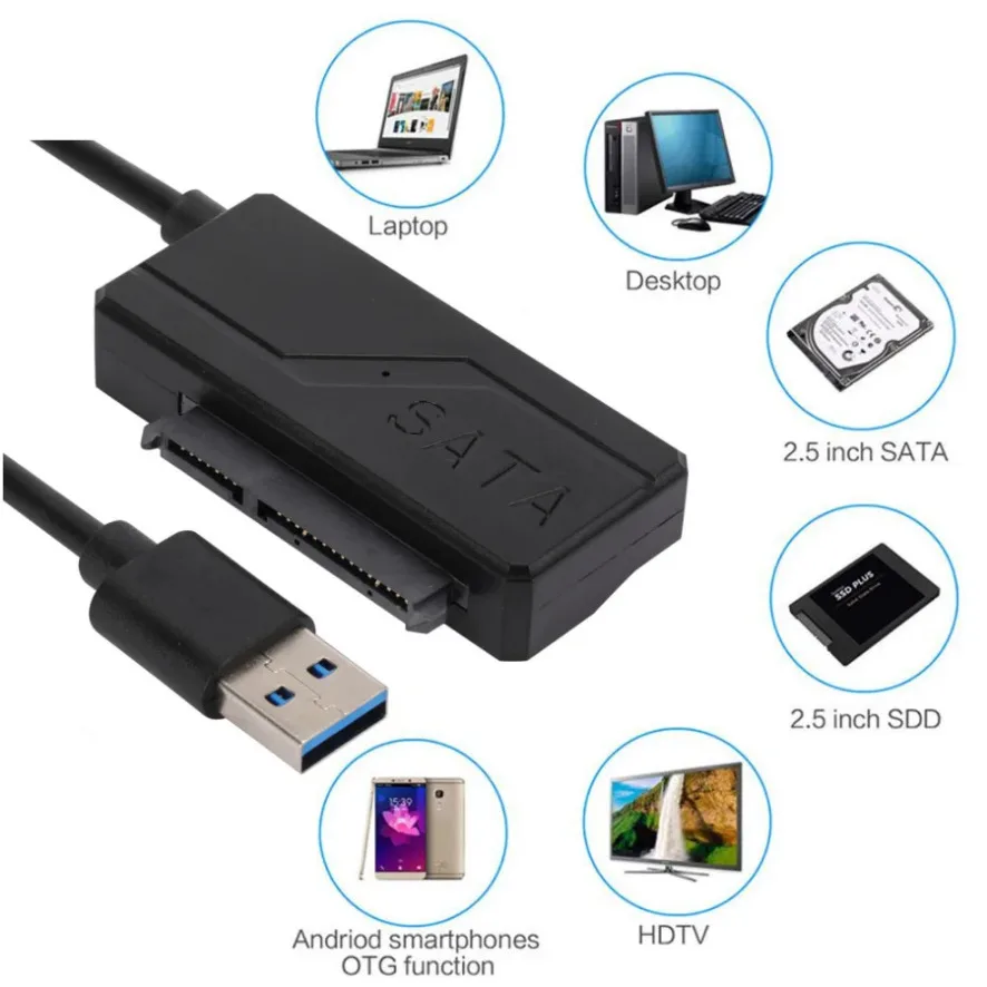 Cable SATA a USB 3,0 de hasta 5 Gbps para disco duro SSD HDD externo de 2,5 y 3,5 pulgadas SATA 7 + 15 adaptador de 22 pines Cable USB 3,0 a Sata - imagen 2