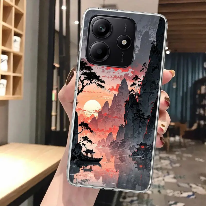 Funda de teléfono de silicona con pintura de tinta de estilo chino para Xiaomi Redmi Note 14 14S 13 12S 11 Pro Plus 11S 10 10S 11T 11E 4G 5G So - imagen 5