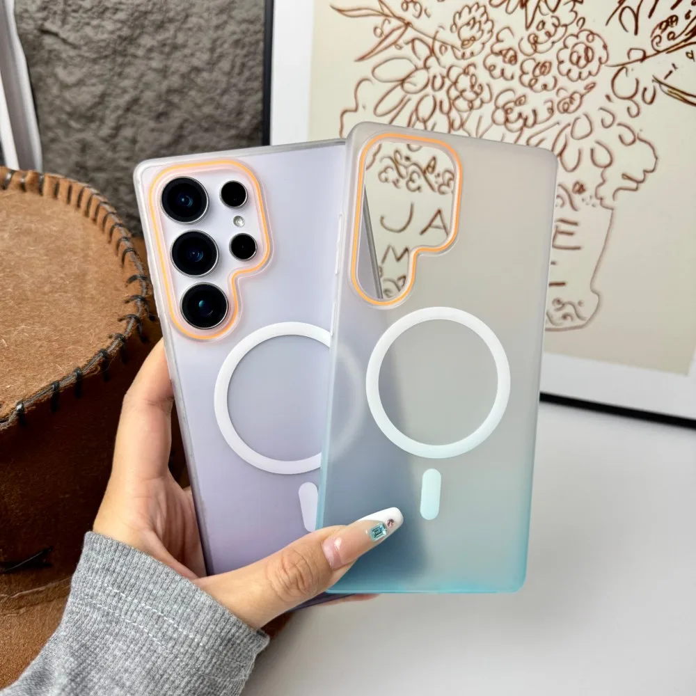 Para Samsung Galaxy S26 Ultra funda protectora trasera magnética MagSafe degradado duro a la moda para Samsung S25 S24 Ultra S26PLUS - imagen 2