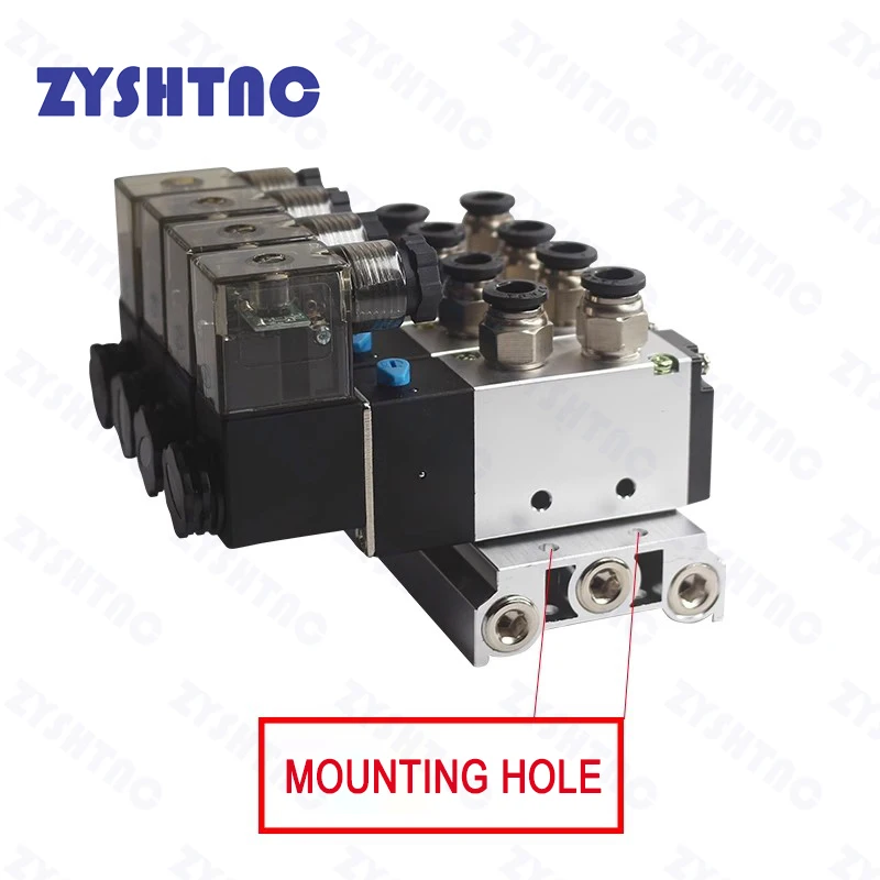 Bloque de válvula solenoide neumática de 12/24V CC 110/220V CA opción múltiple 4V210-08 con colector de Base de ajuste de silenciador 2/3/4/6 vías - imagen 5