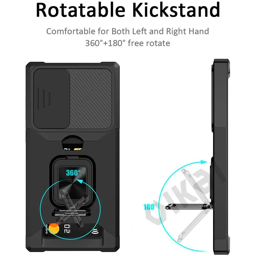 Armadura Kickstand funda para Samsung Galaxy S25 Edge S24 S23 Ultra S22 Plus S21 FE funda con ranura para tarjetas cartera anillo titular Coque Fundas - imagen 5