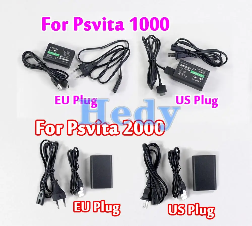 1 unidad para cargador Psvita1000, adaptador de CA de 5V, cargador de pared para el hogar, cable de alimentación para Sony PS Vita PSV 2000, enchufe UE EE. UU.