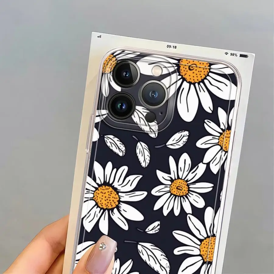 Funda de teléfono para iPhone 15 14 16 Plus XR XS 7 8 SE 13 12 11 Pro Max 16e cubierta transparente hermosa Margarita - imagen 2