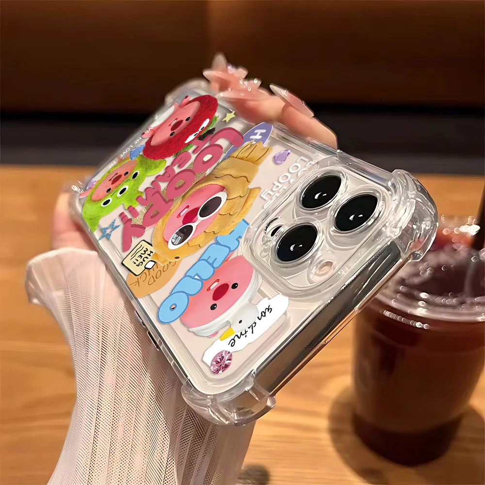 Funda de teléfono de muñeca caliente de Corea Loopy de dibujos animados para iPhone 16 15 14 13 12 11 Mini Pro Max X XR XSMax 8 Plus cubierta transparente anticaída - imagen 4