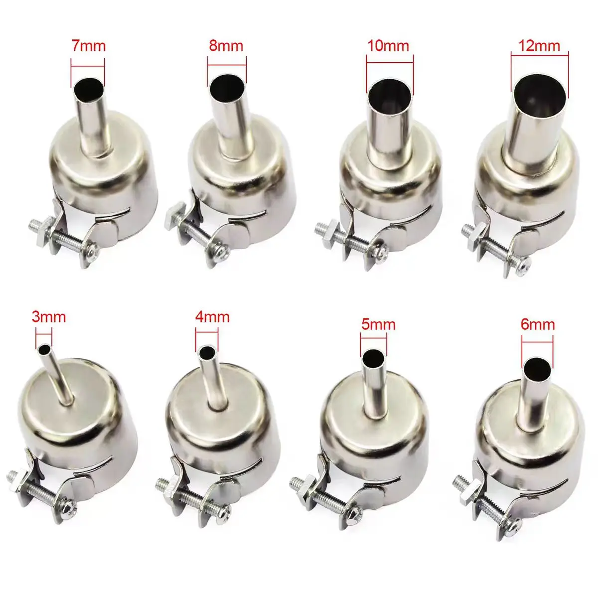 Boquilla recta para pistola de aire caliente serie 850, 3mm/4mm/5mm/6mm/7mm/8mm/10mm/12mm para soldar BGA, herramientas de boquilla para pistola de aire de reparación - imagen 3