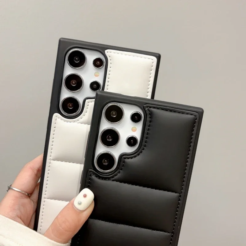 Funda de teléfono acolchada de tela suave de lujo para Samsung S25 S24 S23 S22 Ultra Plus, funda trasera de silicona para Galaxy S25 + Funda - imagen 4