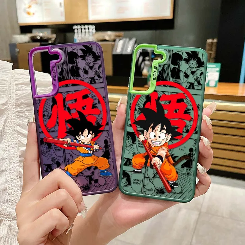 D-Dragon Ball dibujos animados Goku funda divertida para Samsung Galaxy A73 A71 A56 A54 A53 A52 A51 A35 funda de teléfono plateada colorida - imagen 2