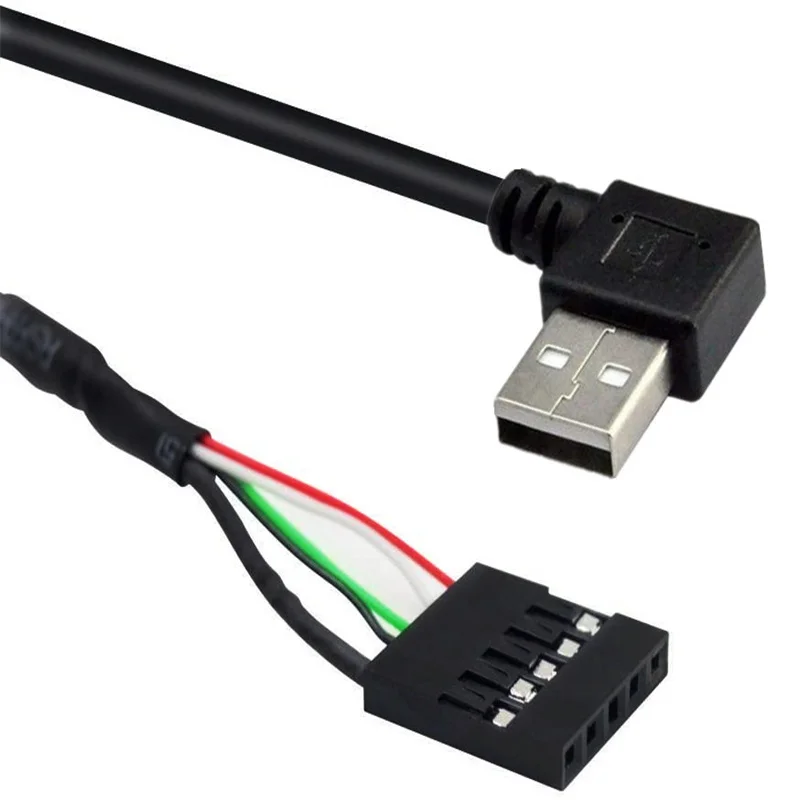50CM USB2.0 en ángulo de 90 grados izquierda derecha macho a 1x 5 pines hembra 2,54 USB encabezado PCB Cable de placa base - imagen 2